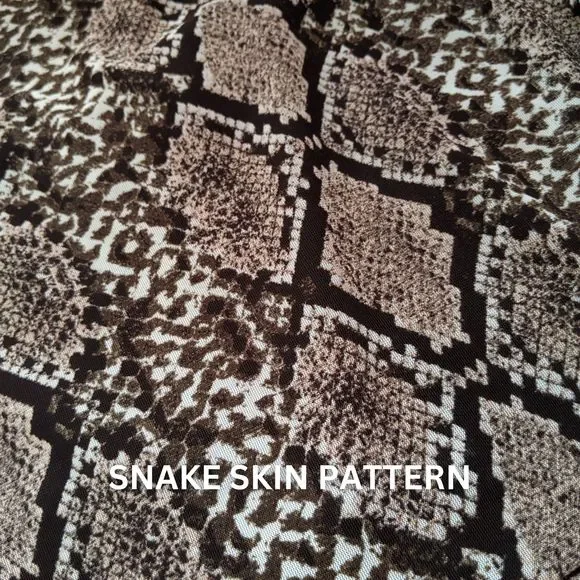 ember Beige Brown V-neck High Waist Peplum Blouse, Puff Sleeves, Snake P… - Picture 3 of 10